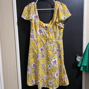 Xhilaration Yellow Floral low back dress